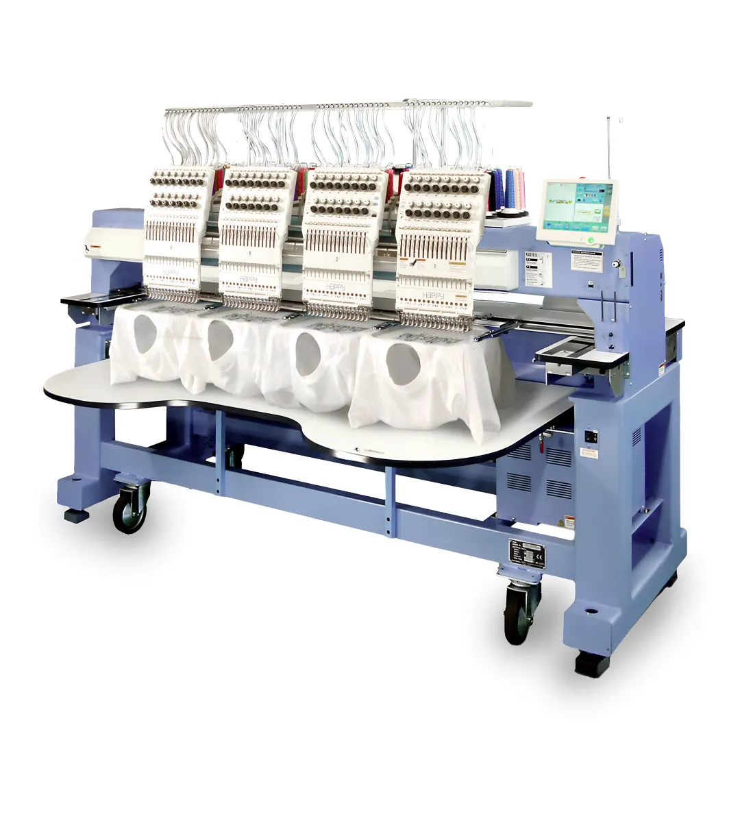 Happy Japan HCR3-1504-45 — 4-Head 15-Needle Commercial Embroidery Machine for Sale (Made in Japan, USA Authorized Dealer)