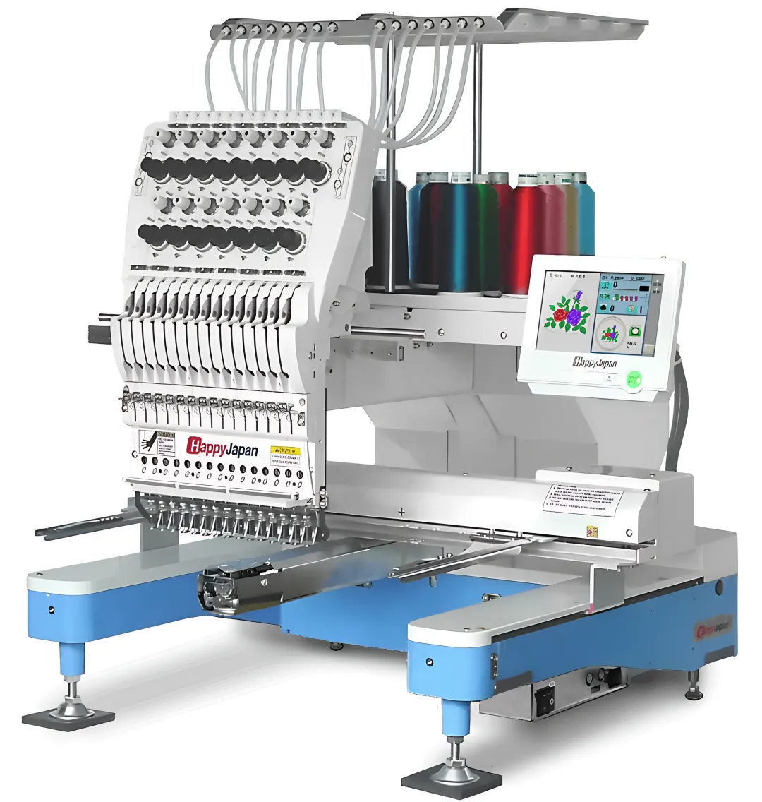 Happy Japan HCD3E-X1501 — 15-Needle Single-Head Commercial Embroidery Machine for Sale (Made in Japan, USA Authorized Dealer) | Happy HCA 1501 Commercial Embroidery Machine