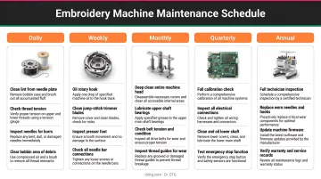 Embroidery machine maintenance schedule from daily to annual task intervals