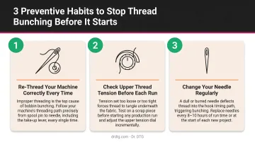 Three preventive habits to stop embroidery machine thread bunching before it starts