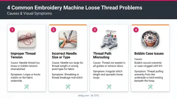 Four common embroidery machine loose thread problems causes and visual symptoms