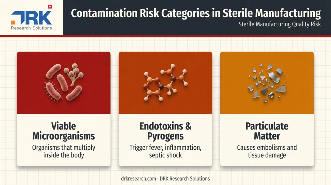 Three contamination risk categories in sterile pharmaceutical manufacturing