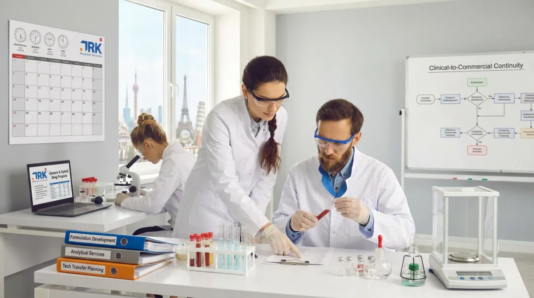 DRK Research Solutions team collaborating on CDMO formulation and development services