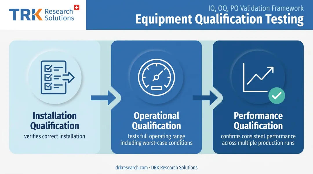 IQ OQ PQ three-step equipment qualification testing process explained