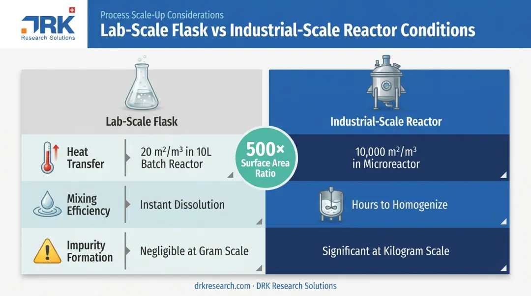 Lab-scale versus industrial-scale reactor heat transfer and mixing comparison