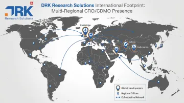 DRK Research Solutions global office network map across multiple continents