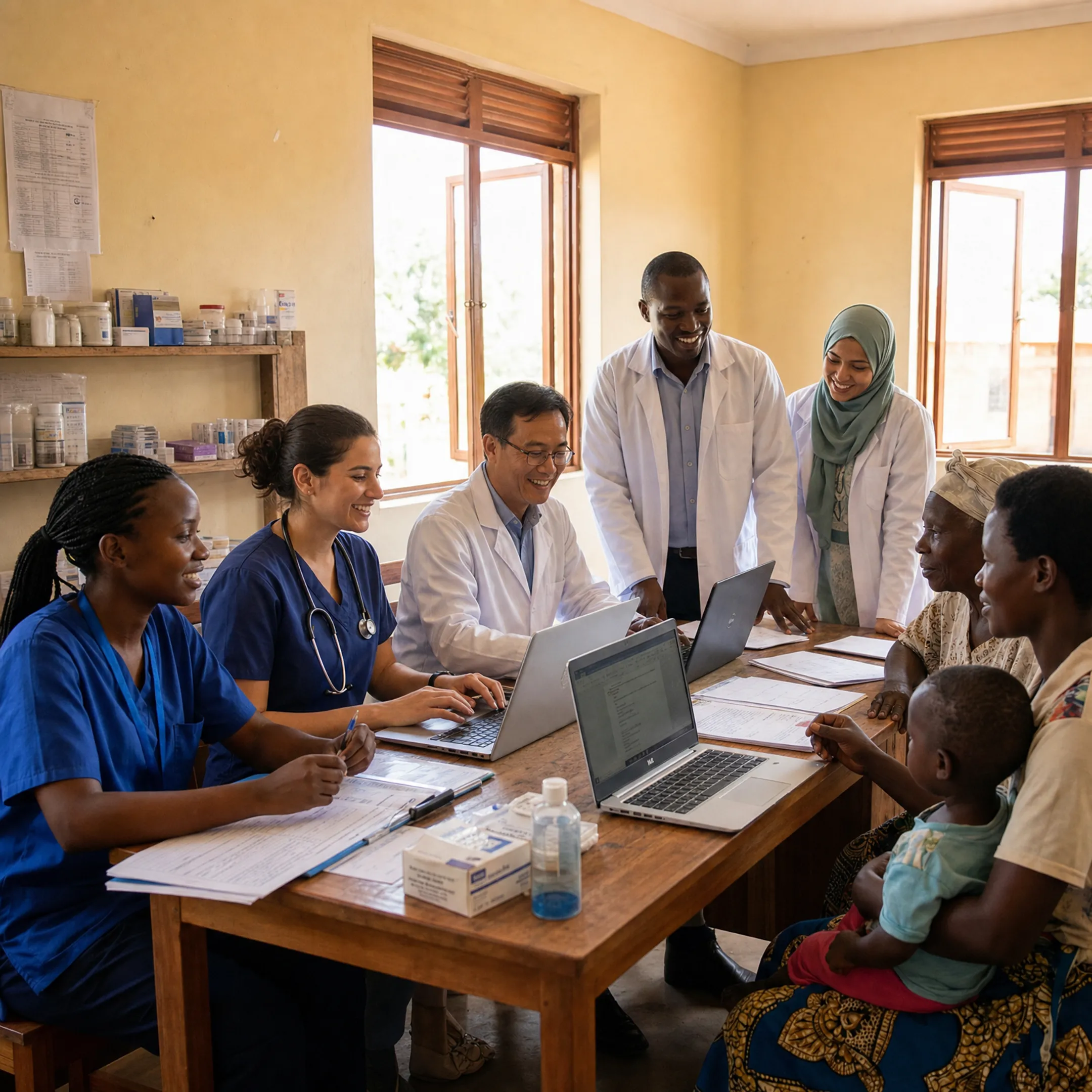 Diverse clinical research team collaborating in low and middle-income country setting