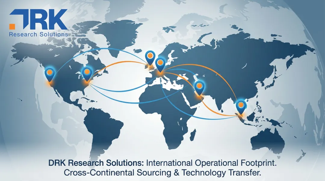DRK Research Solutions global office network map spanning five countries