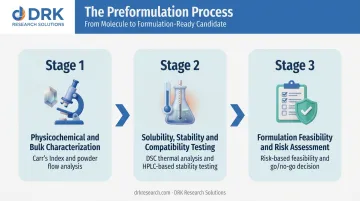 Three-stage preformulation process flow from characterization to risk assessment