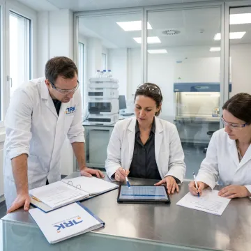 Pharmaceutical team reviewing sterile product documentation