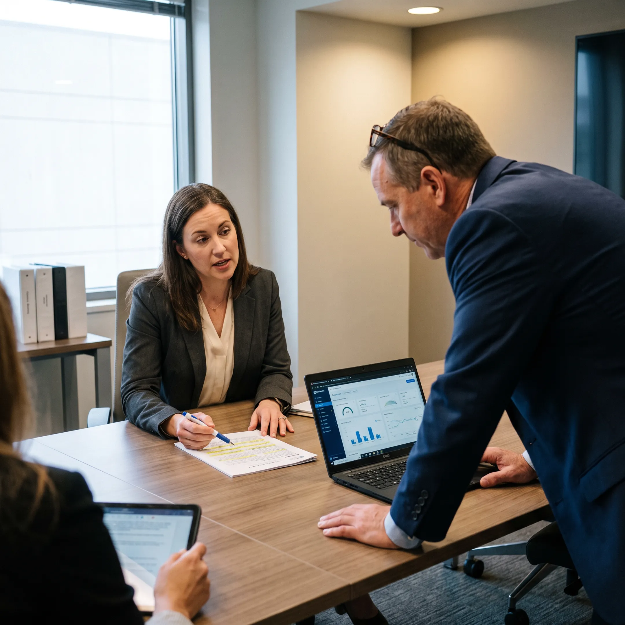 Advisors reviewing clinical trial documents