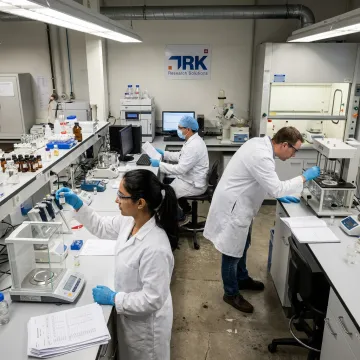 Scientists developing a pharmaceutical formulation