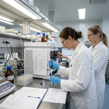 Scientists developing a pharmaceutical formulation