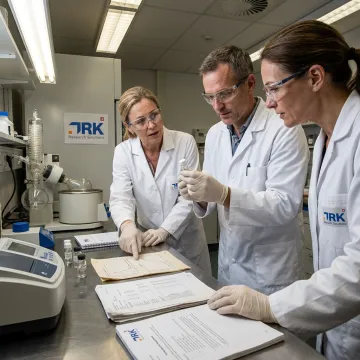 Scientists reviewing pharmaceutical process development data