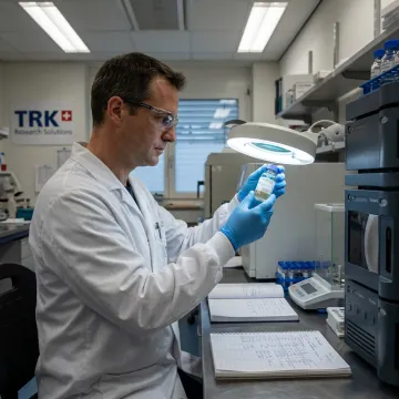 Scientist analyzing pharmaceutical raw material samples