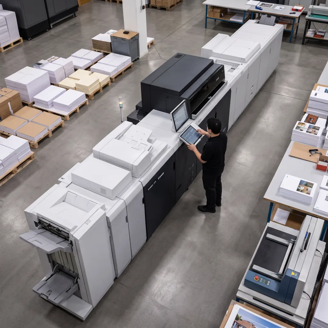 Print specialist reviewing legal document pages