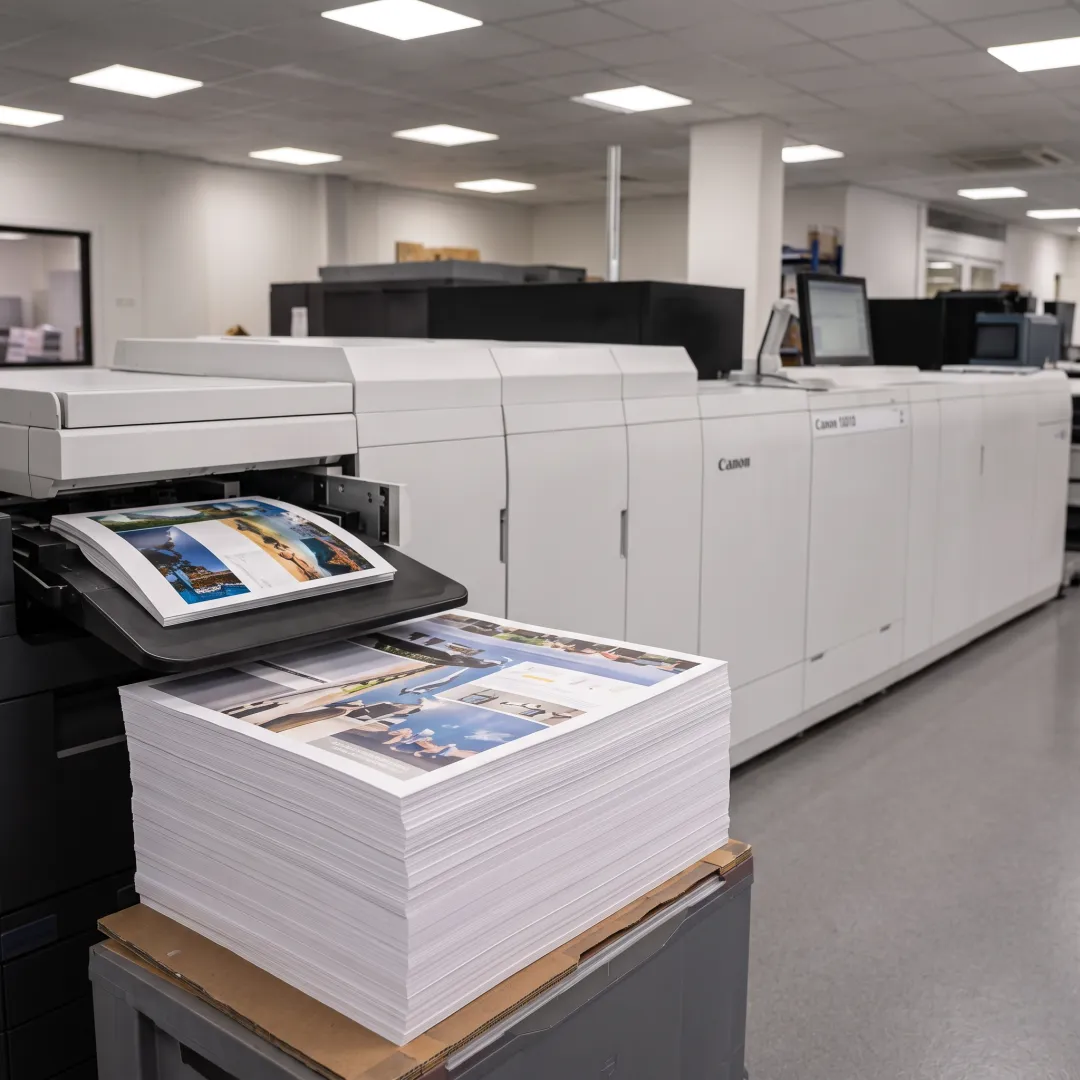 Custom printed business materials on a worktable