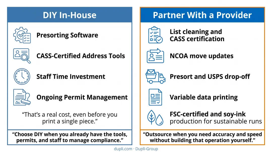 DIY versus outsourcing bulk mail comparison of cost and effort