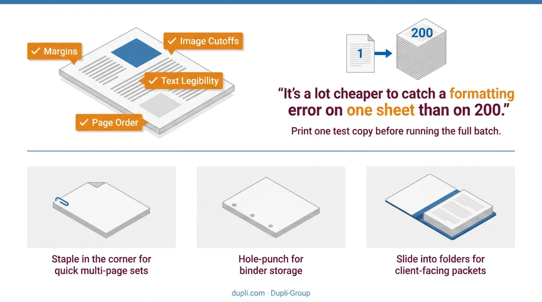 4-step process for printing custom handouts from source file to finish