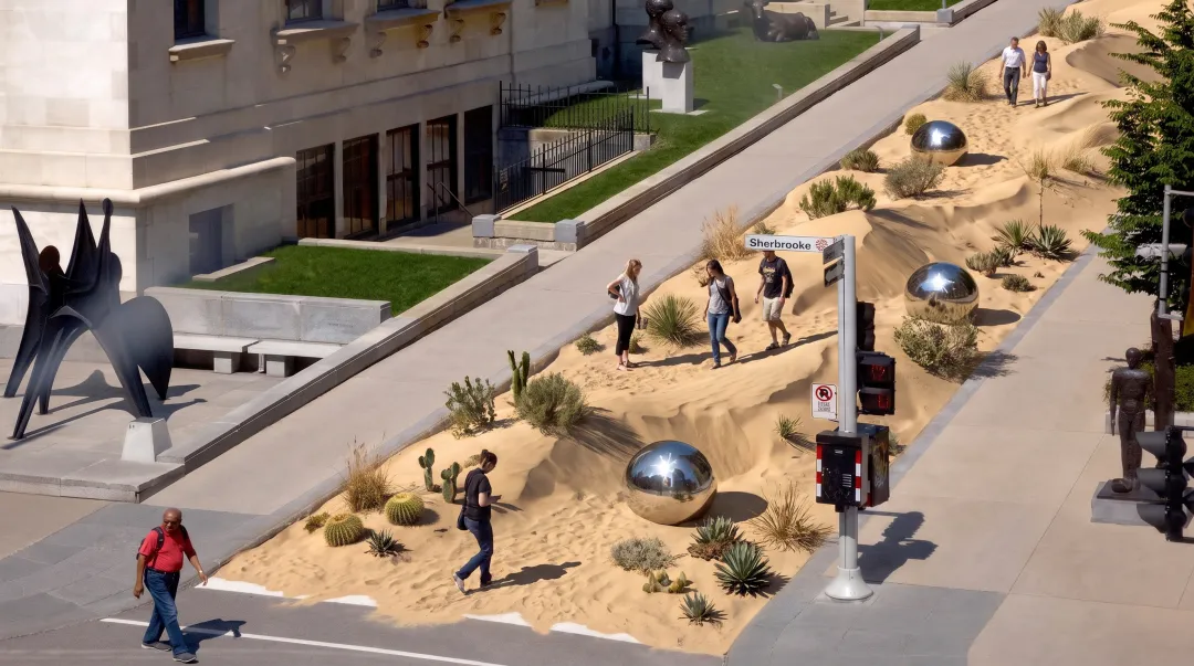 Immersive desert trail installation built on urban Manhattan city street