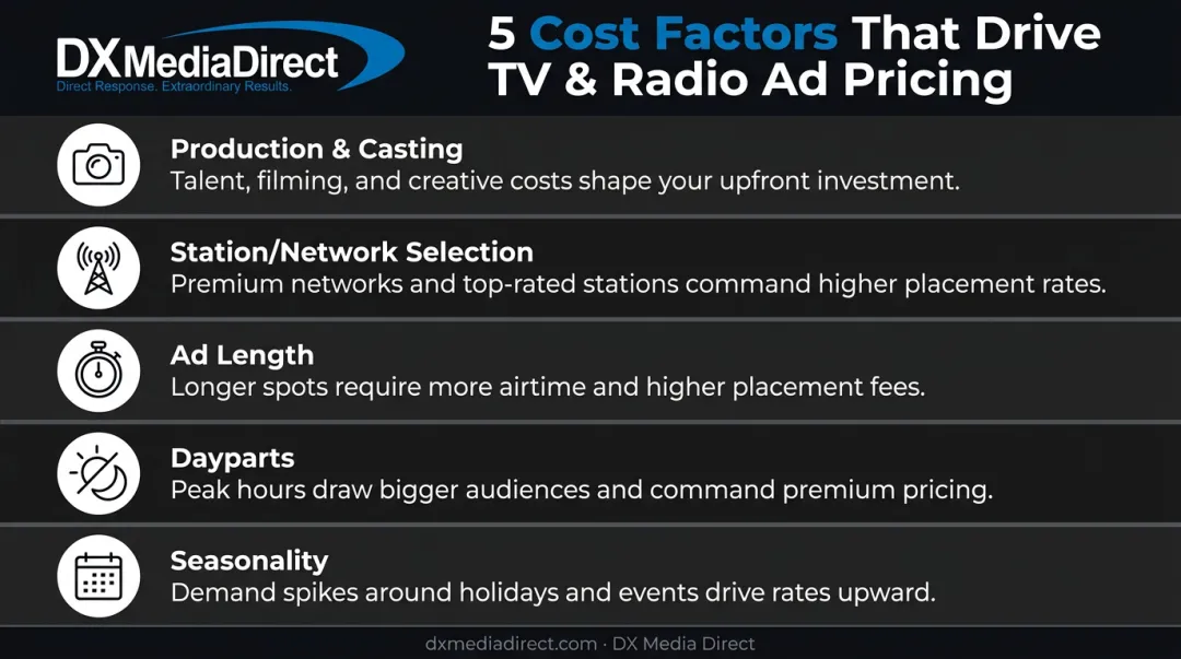 Five key cost factors affecting TV and radio advertising pricing