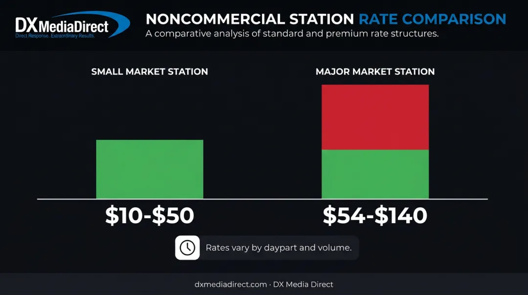 Radio underwriting rate comparison between small market stations by daypart