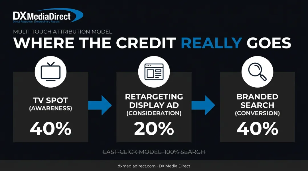 TV display and search touchpoint credit distribution in customer journey
