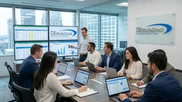 DX Media Direct team reviewing network ad placement rates