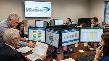 DX Media Direct team analyzing decades of TV media buying relationships