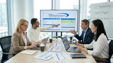 DX Media Direct team negotiating television network media buying deals
