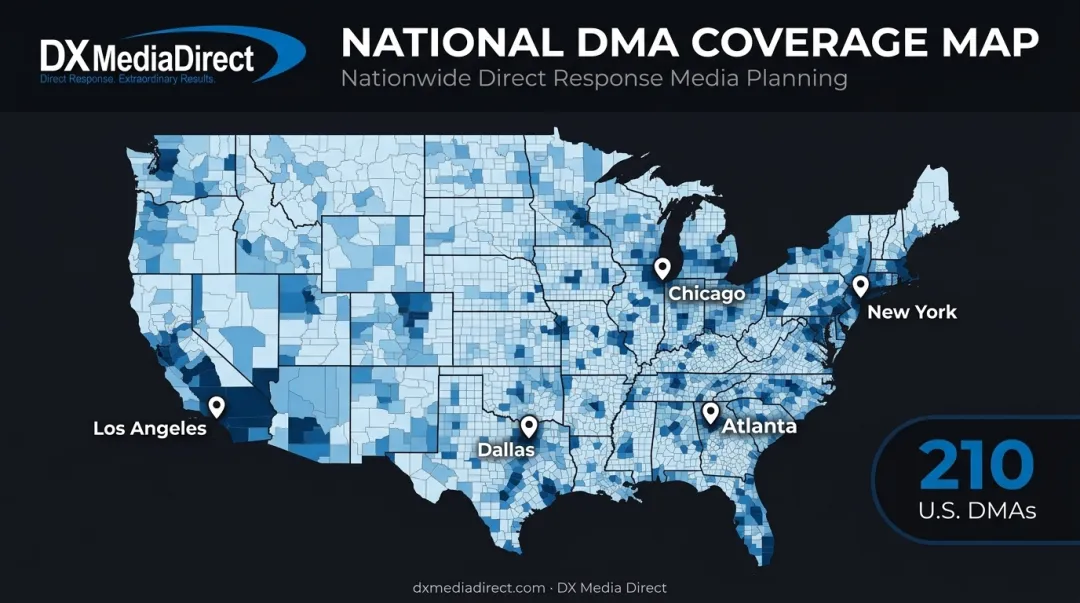 US map showing 210 Nielsen Designated Market Areas for local TV