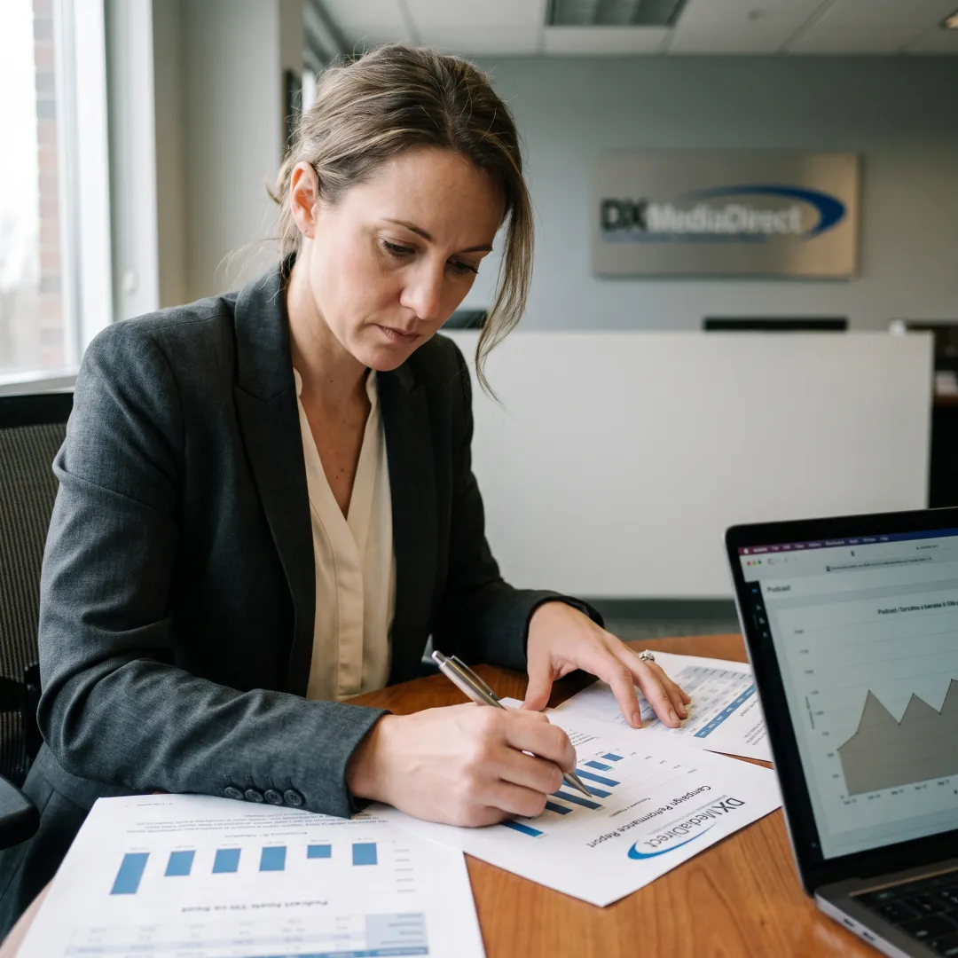 Media strategist planning a podcast campaign