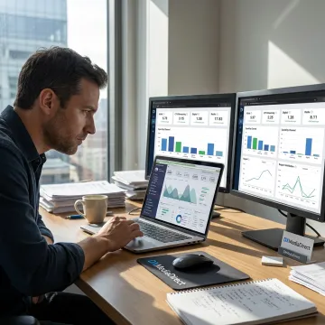 Marketing strategist reviewing campaign performance