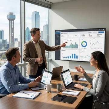 Marketing consultant reviewing campaign performance