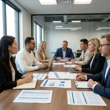 Marketing consultants planning advertising strategy