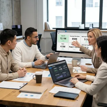 Advertising team planning campaign performance