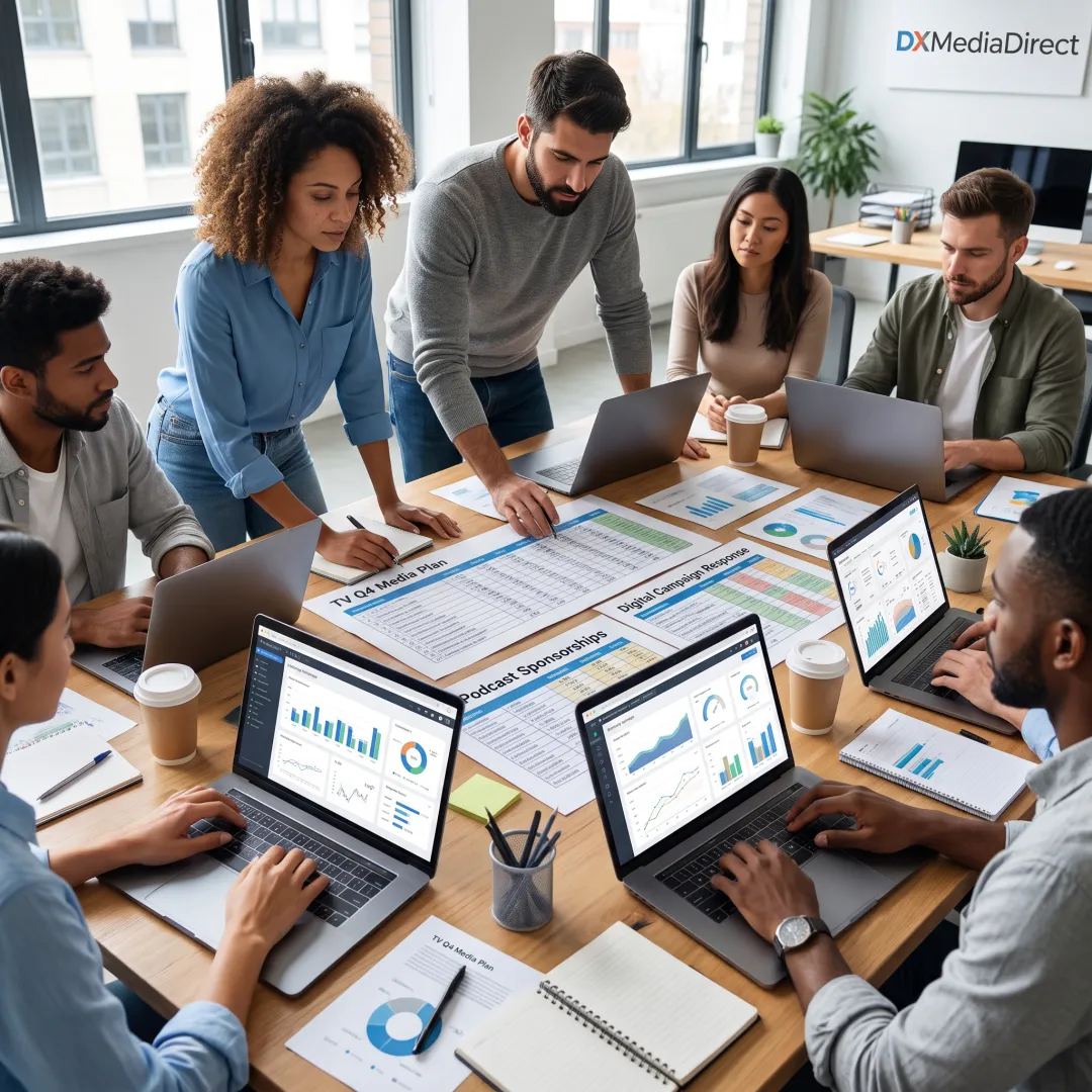 Strategists planning a measurable advertising campaign