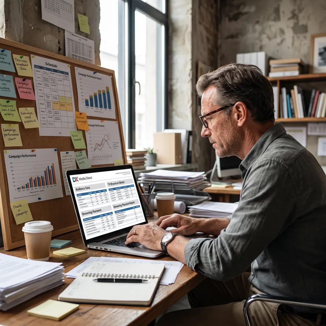 Media strategist planning a measurable advertising campaign