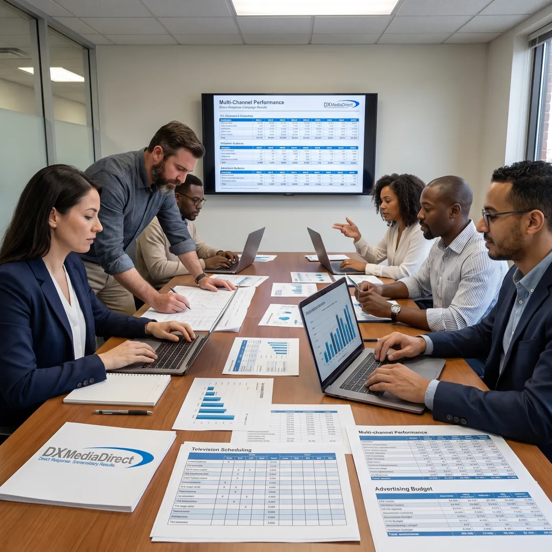 Team analyzing advertising campaign results