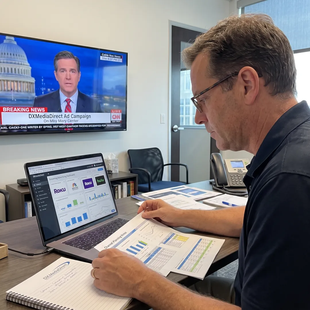 Advertising strategist analyzing media campaign performance