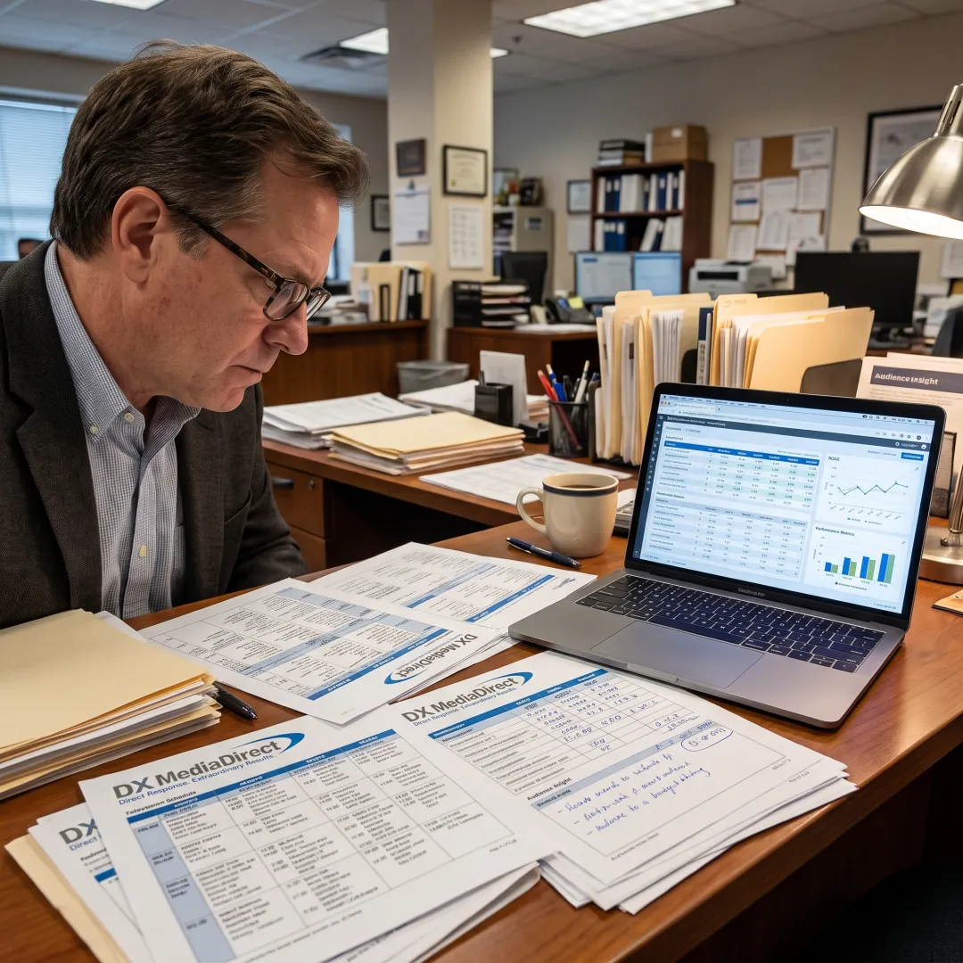 Media buyer planning a direct-response campaign