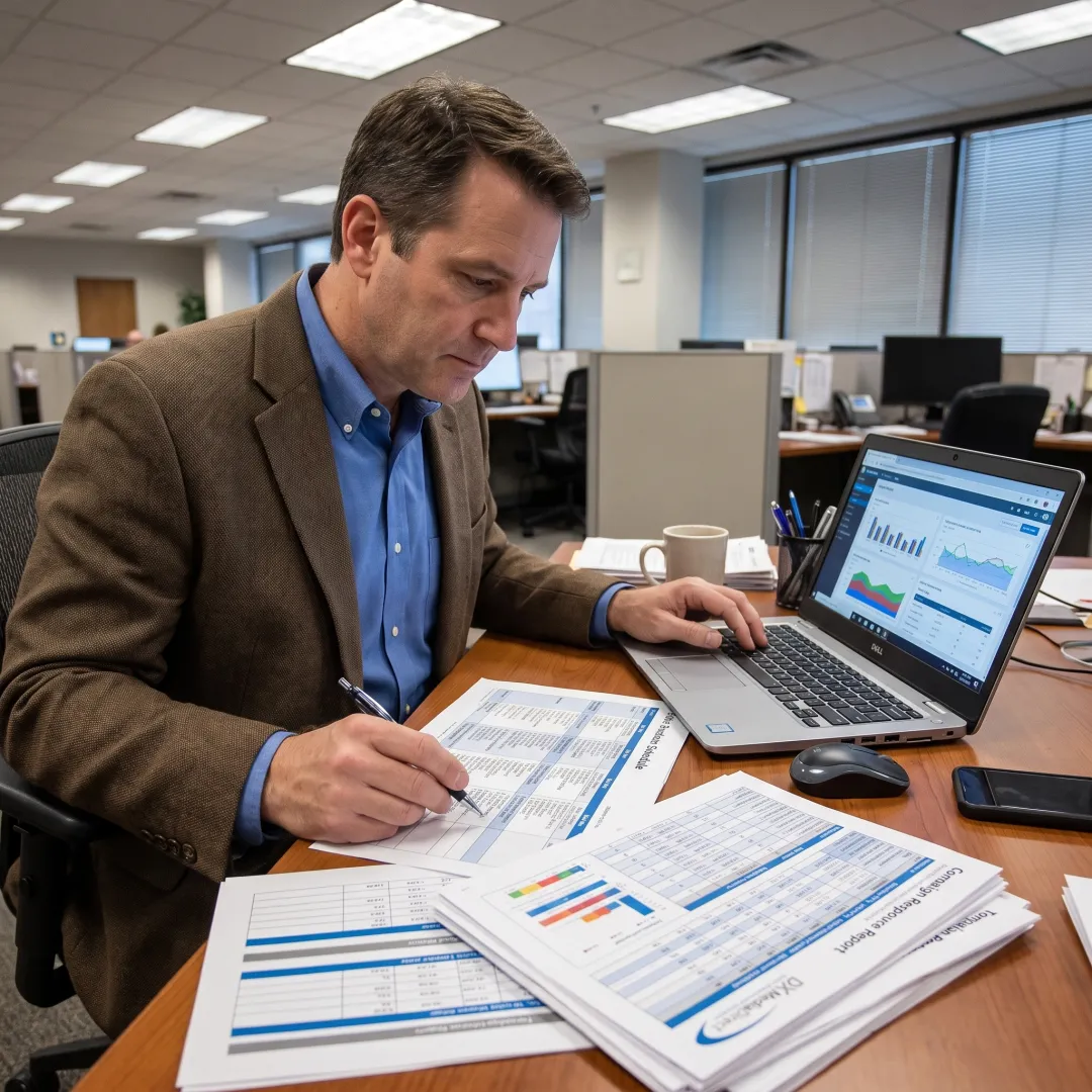 Media strategist analyzing direct-response advertising results