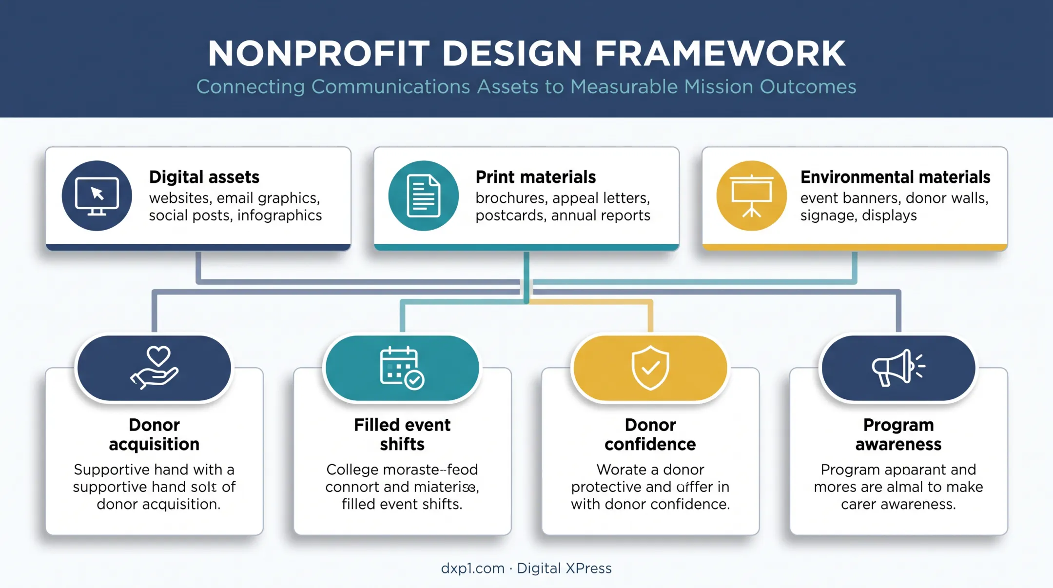 Nonprofit graphic design assets connected to organizational outcomes
