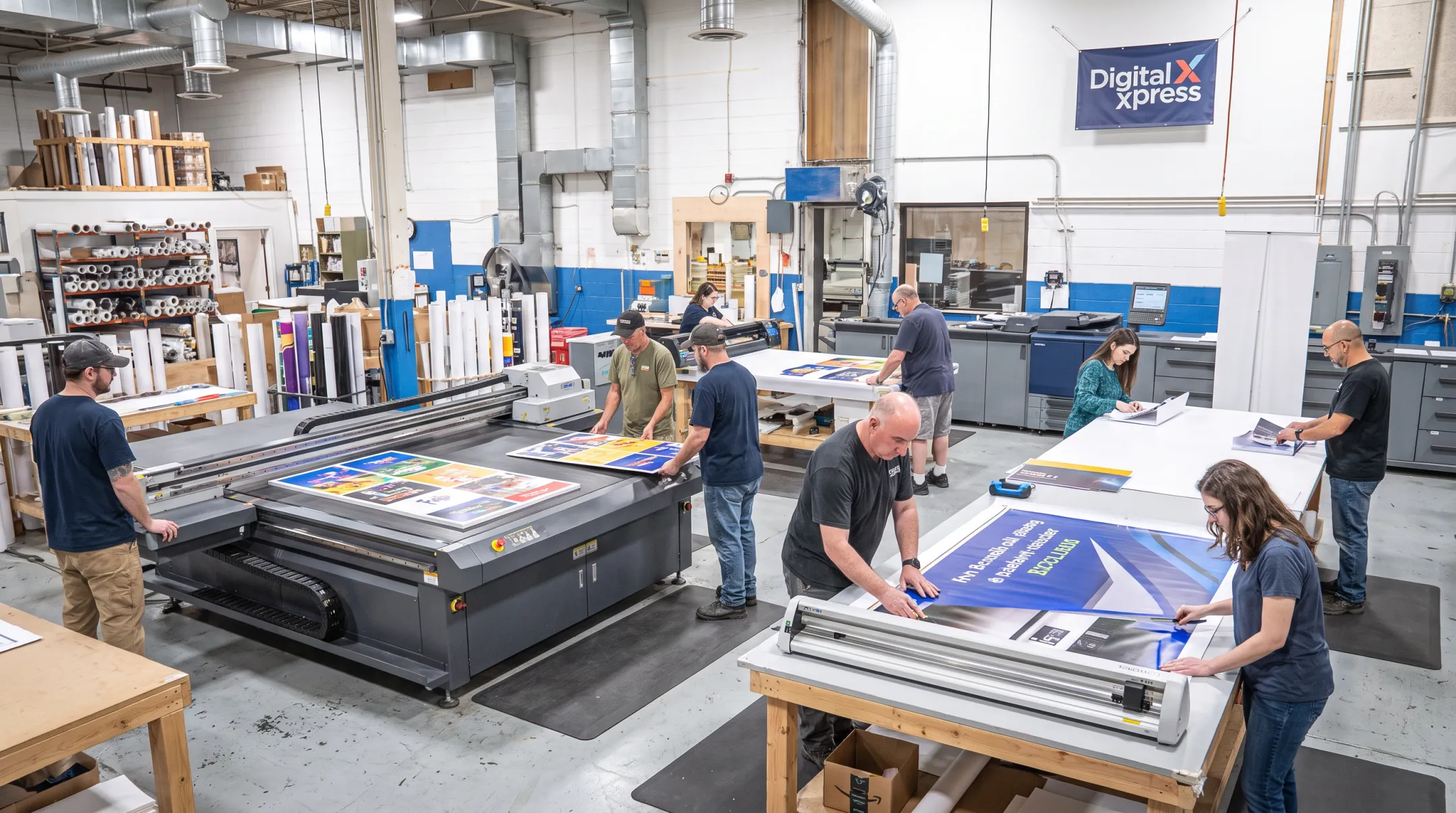 Digital XPress team producing printed POP display graphics in-house