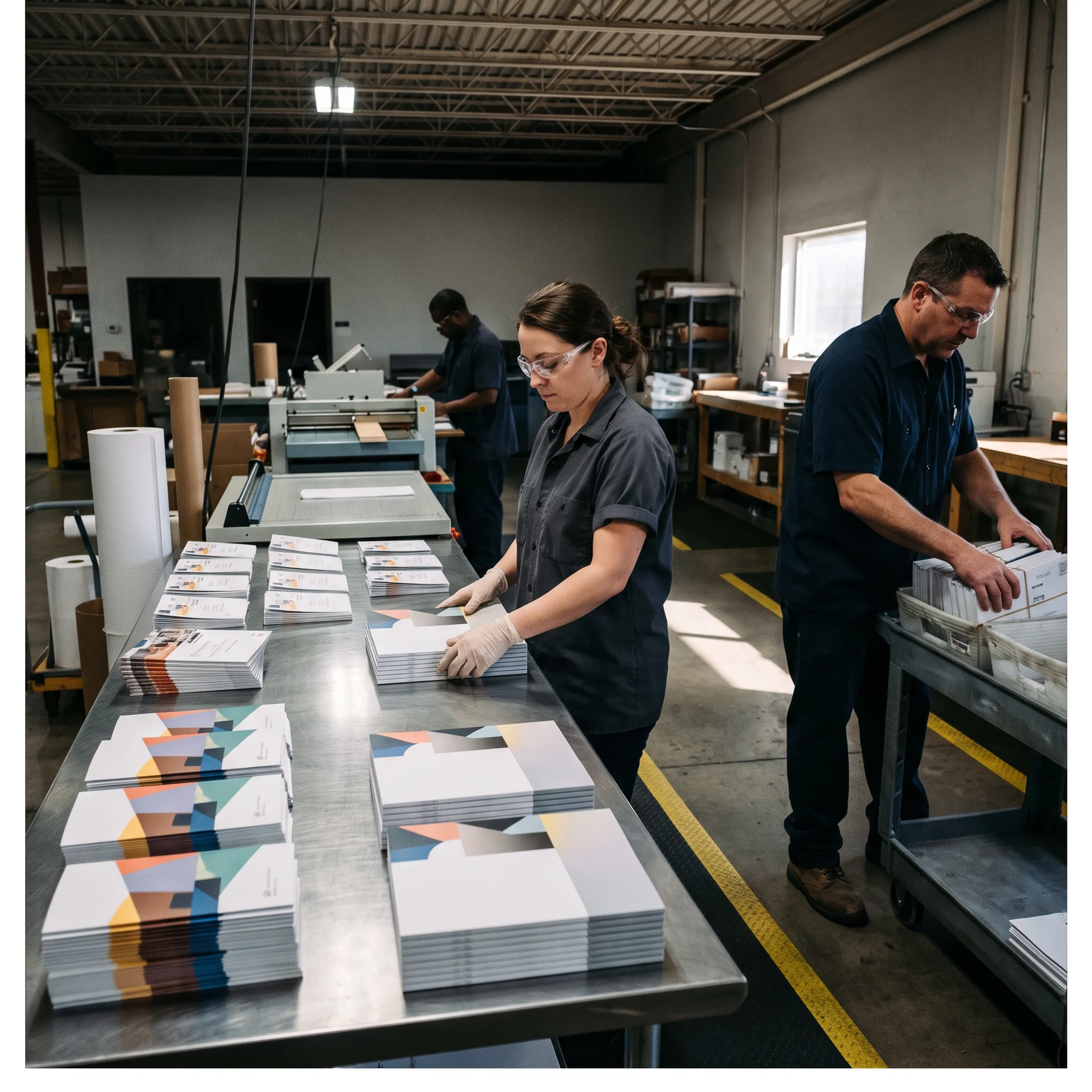 Printed literature, personalized mailers, and fulfillment materials prepared for mailing