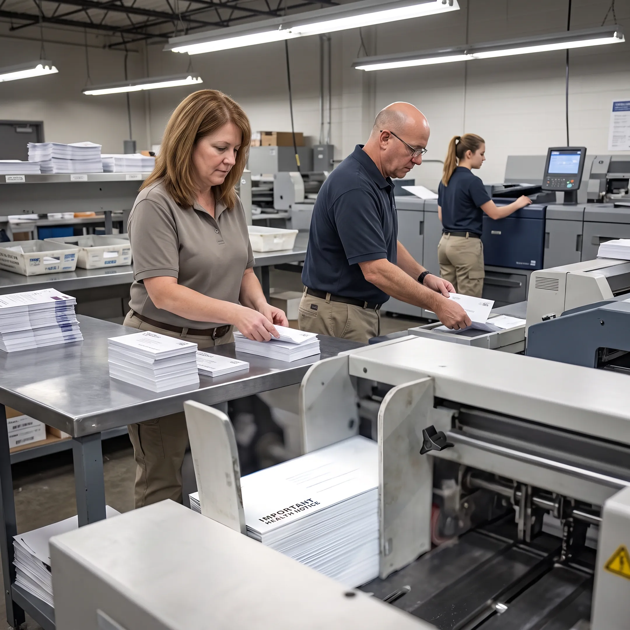 Personalized financial services mailers moving through production