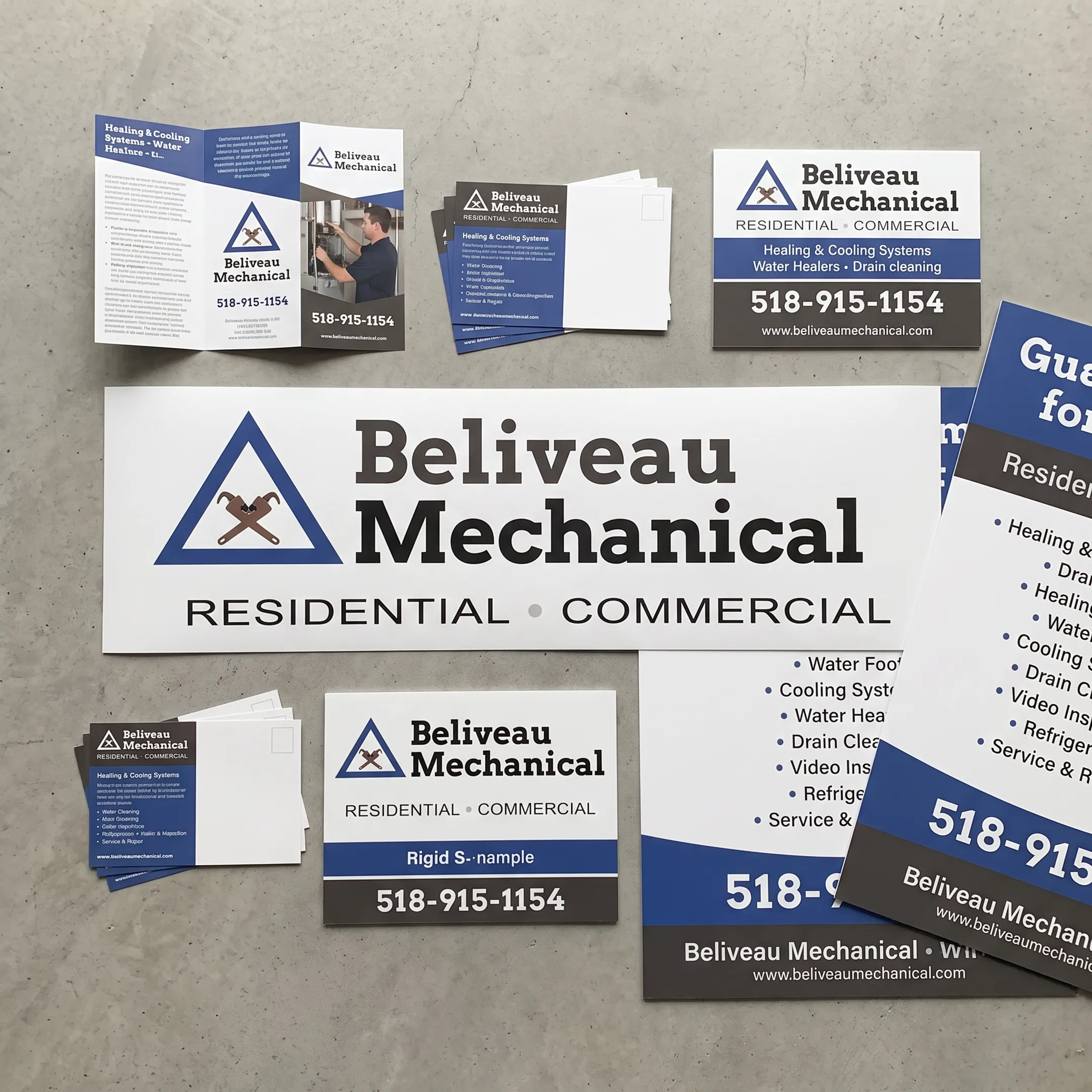 Branded print materials and large format graphics prepared for a marketing campaign
