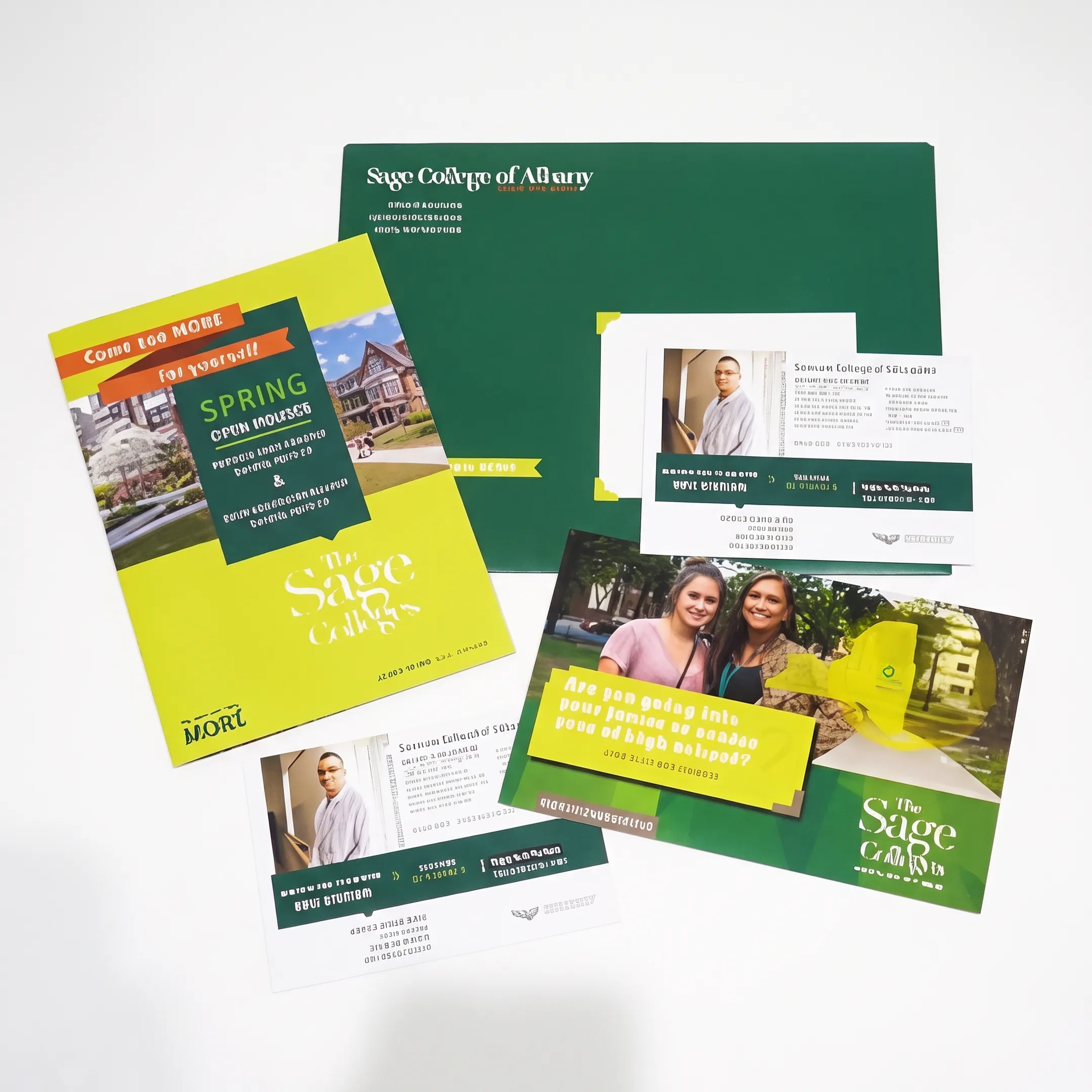 Printed jumbo postcards arranged for inspection before direct mail fulfillment