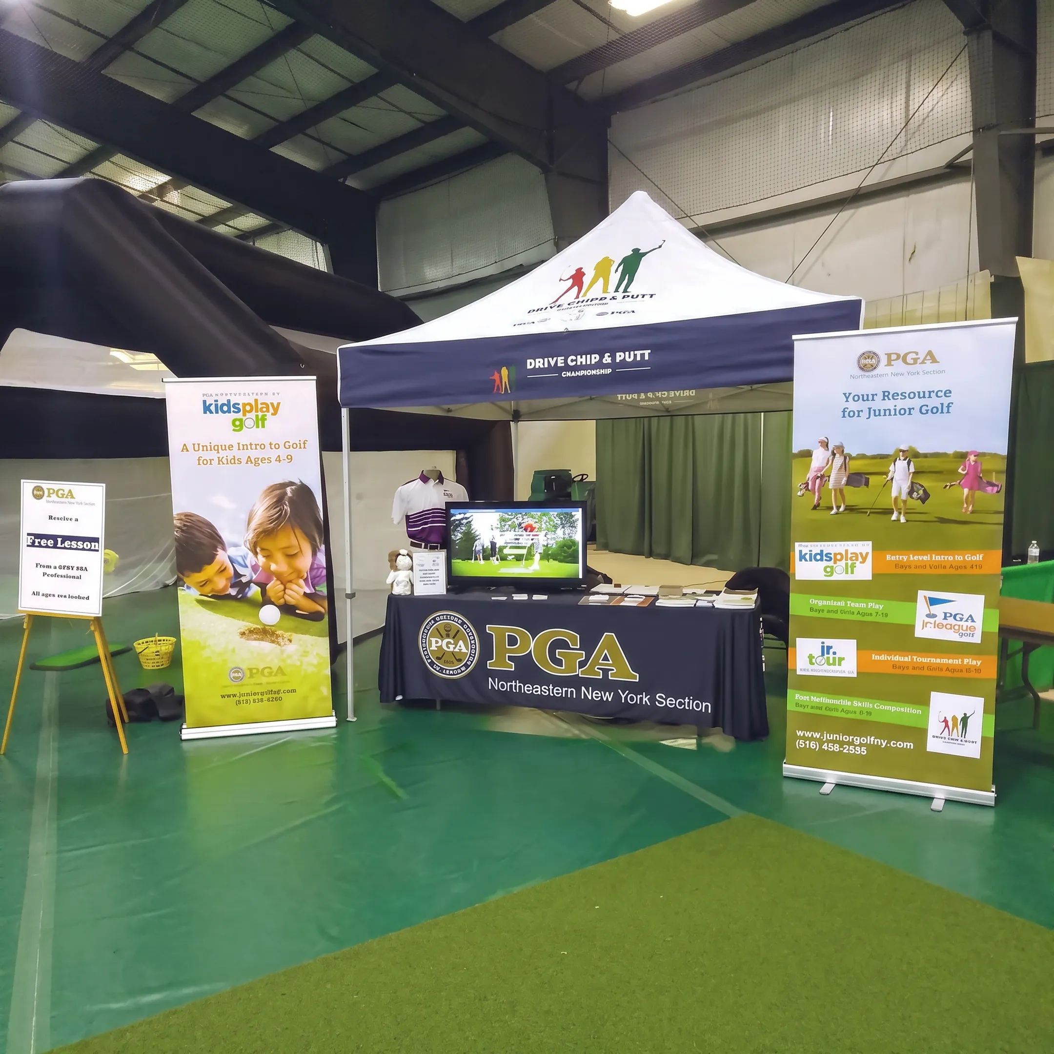 Branded exhibit graphics on a trade show display