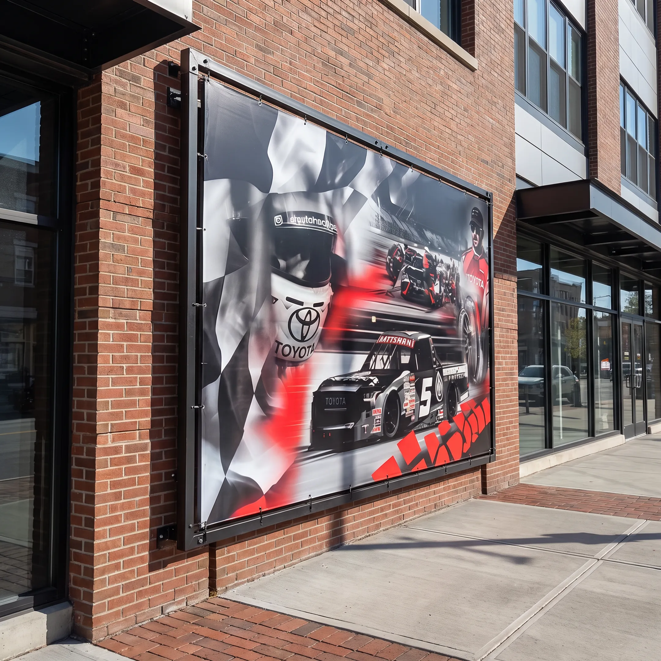 Custom large format outdoor sign displayed outside a business
